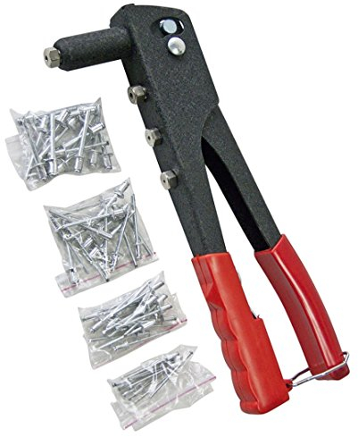 Rivet Gun With 4 Interchangeabe Nozzle Hand Riveter Complete Riveting Kit Tool With 60 Pop Rivets