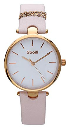 Stroili - Pigalle orologio in acciaio gold e cinturino rosa con catenina con quadrante bianco per Donna