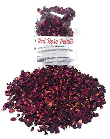 Red Rose Petals - Pure, Natural and Edible Dried Rose Petals | Net weight: 0.35oz/10g