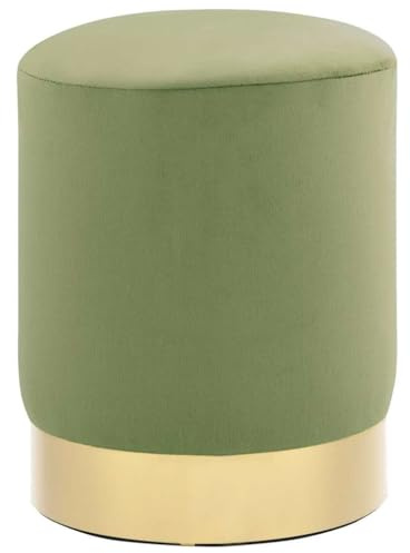 vidaXL Hocker Fassform Polsterhocker Sitzhocker Schemel Samthocker Pouf Sitzpouf Velour Fußhocker Rund Senfgrün Golden Samt 28 x 36 cm