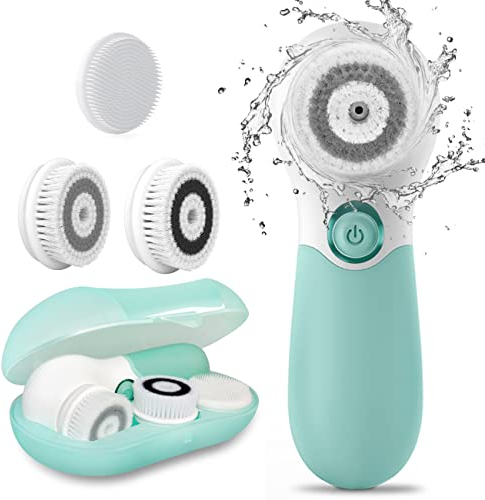 TOUCHBeauty Spazzola elettrica per la pulizia del viso, esfoliante e massaggiante, con 3 testine di pulizia e 2 velocità regolabili per una pulizia profonda, rimozione di punti neri, massaggio del