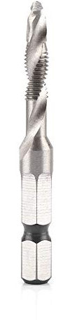 Combination Drill and Tap Bit M5, Self Tapping Drill Bit, 1/4 Hex Shank M5 X 0.8 High Speed Steel Hss Spiral Flute Drilling Tapping Tool