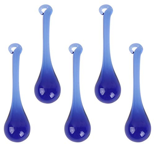 HEMOTON 5 Piezas Cristal Lágrima Araña Prismas Partes Colgantes Cristal Colgantes Adorno Atrapasoles Boda Decoración del Hogar para DIY Lámpara de Luz Árbol Decoración Azul