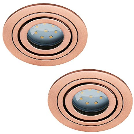 LITECRAFT Recessed Downlight IP65 Rated Tiltable Spotlight - (Brushed Copper, Pack of 2)
