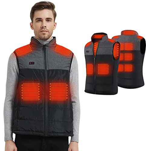 Chaqueta Térmica con 3 Temperaturas Ajustables Chaleco Calentador Recargable por USB con 11 Almohadillas Calefactoras para Pesca al Aire Libre Caza (Batería No Incluida)