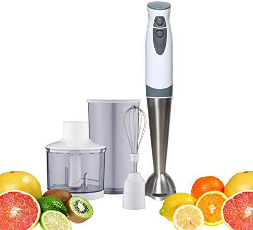 Electric Immersion Blender 2-Speed Hand Blender Smart Stick Mixer One-Button Control Stainless Steel Blades with Food Processor Chopper Egg Whisk Dishwasher Safe 450W