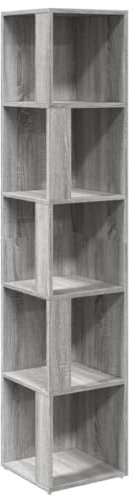 vidaXL Eckregal, Bücherregal mit viel Stauraum, Standregal für Wohnzimmer Schlafzimmer Büro, Büroregal Aktenregal Regal, Grau Sonoma Holzwerkstoff