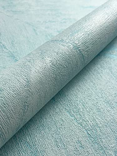 Newroom Tapete Hellblau Vliestapete Stein - Steintapete Modern Ziegelstein Klinker Steinoptik 3D Optik Backstein Steinmauer inkl. Tapezier-Ratgeber