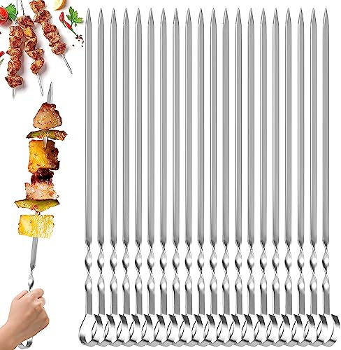 20 Pezzi 28cm Lungo Spiedini in Acciaio Inossidabile Spiedini per kebab Spiedo per barbecue Spiedini Piatti Riutilizzabili Spiedini BBQ, Per Shish Kebab Verdure Pane