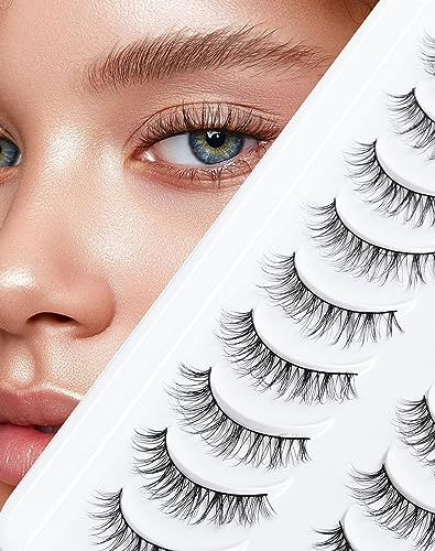 Wimpern Natürlicher Look Falsche Wimpern Wispy Eye Lashes Natürliche falsche Wimpern Kleine Wimpern Volumenwimpern Weiches Wimpernband 10 Paar D-M01