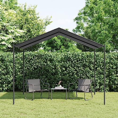 Festnight Pérgola de Jardín con Techo, Pérgola de Acero 3x3 m 180 g/m² Cenador de Jardín con Toldo para Patio Terraza Acero y Poliéster Resistente al Agua y a UV Antracita