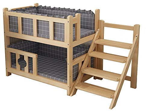 Caseta de Madera con barandilla y Escalera para Perros y Gatos, utilizable Todo el año - Disponible en Longitudes 68/80/100 cm y 80 x 60 x 40 cm