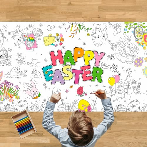 Basteln Ostern Kinder, 182 x 76 cm Ausmaltischdecke Ausmal-Tischdecke Für Das Klassenzimmer, Party Ausmalposter, Frohe Banner, Ostergeschenke Für Aktivitäten