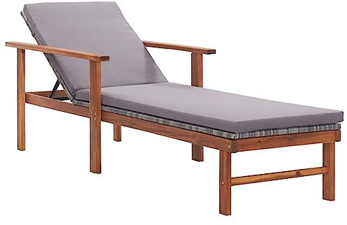 ULUYYUC Freizeitliege Poolliege klappbar Lounge-Set Terrassen-SonnenliegenSonnenliege mit Auflage Poly Rattan Akazie Massivholz Graugeeignet für Pools, Strände, Decks