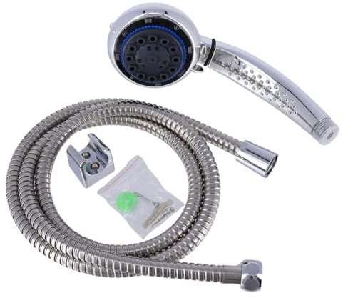 TENDANCE - Kit Douchette 8 Fonctions + Flexible Acier Inoxydable 150 cm + Support- Chrome - Salle de Bain - Hydro