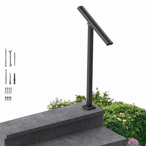 PICESA 1 Step Handrail for Outdoor Steps, Premium Aluminum Alloy Railing Set, Porch Railing Kit,Free Installation Kits Included, Used Under Harsh Weather Conditions,Rust Free, for 1 Step.