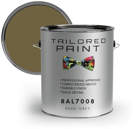 Tailored Paint uPVC Window & Door 1K Paint Brush or Spray On - Gloss Finish - RAL7008, Khaki Grey - 5000ml (5L) Tin