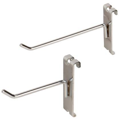 Dazzling Displays Ganchos de rejilla de metal cromado, caja de 12, seis ganchos de 4 pulgadas y seis de 6 pulgadas, accesorio de pared ideal para exhibición de accesorios de rejilla