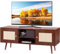 VEVOR Mobile TV in Rattan, Mobile TV Boho per TV, Moderno di metà secolo, Console TV Rattan con Ripiani Regolabili per Soggiorno, Sala Multimediale, Studio, 120 x 40 x 49 cm, 2 Ante 2 Cassetti, Noce