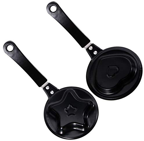 MYVVKIA Omelette Pan 2Pcs Mini Egg Omelet Pan Star Heart Shape Omelette Maker Frying Pan Skillet Breakfast Pan Pancake Pancake Maker for Eggs Omelets Pancakes Mixed Color Egg Fr