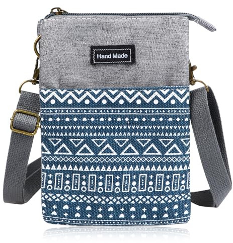 LINXIU Handytasche zum Umhängen Damen Handy Umhängetasche Mini Crossbody Schultertasche Brieftasche mit verstellbarer Riemen (Blau)