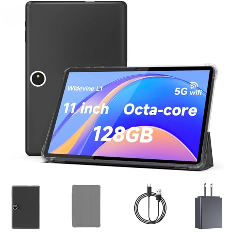 Aheadthink Tablet da 11 pollici, 18 GB + 128 GB, tablet Android 15, 1 TB espandibile, fotocamera da 13 MP, processore Octa-Core 5G WiFi 8000 mAh batteria 11 '' IPS HD touchscreen Tableta.