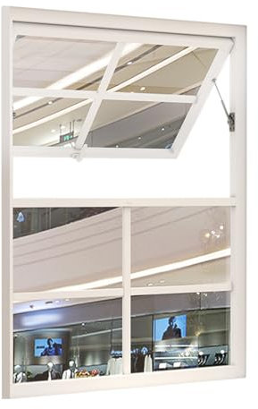 HJLKDYM Flippup Windschutzscheibe, Wahit/Schwarz Spülen Berg Baracke Fenster Mit Temperiert Glas Für Blumenläden Bekleidungsgeschäfte Café Kunsthandwerksläden(White-A,80x60cm)