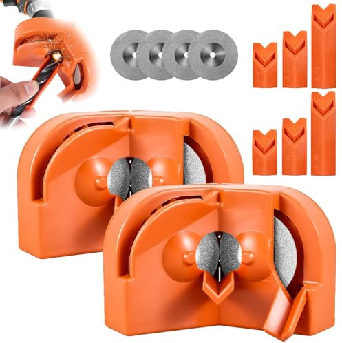 Drill Bit Sharpener, Multipurpose Drill Bit Grinding Sharpener, Drill Bit Sharpening Tool Jig for All Bits, Afilador De Brocas Para Metal With 2 Grinding for Hss Masonry Carbide Metal (2*Orange)