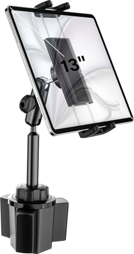 Dosvsi Getränkehalter Tablet Halterung Auto, [Verstellbare Metallarm] Schwerlast TabletHalter KFZ Becherhalterung, Pkw Becher Klammer für iPad Pro 12.9 Mini Air, ELD, Galaxy Tab, iPhone, 4-13 Geräte