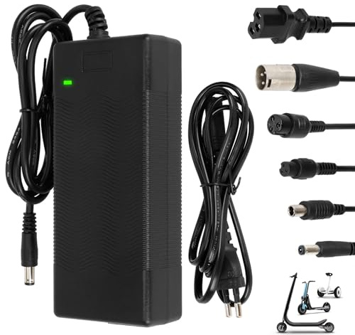 Tumacado 42V 2A Ladegeräte für Scooter，E Scooter Ladegeräte，Hoverboard Ladekabel，36V Elektroroller Universal Lithium Batterie Ladegerät mit 6 Anschlüssen，Schnellladegerät für Elektrofahrräder