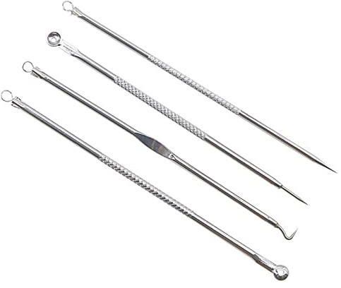 Acne rostfri nål 1-4PCS Blackhead Removal Acne Needles Black Dots Cleaner Black Head Pore Cleaner Deep Cleansing Tool Face Skin Care Tool Ansiktsvård Tool(Style1)