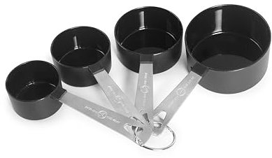 Set - incluye 4 cazos de inoxidable, ideal para medir líquidos y sólidos. Resistente, fácil de limpiar y apto para uso diario.
