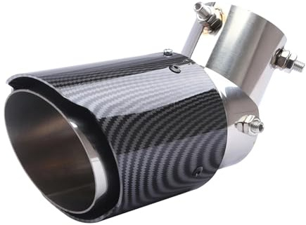 Auspuffendrohr Auspuffblende Mit Einstellbarem Winkel Edelstahl Mit ABS-Schale Aus Kohlefaser Universell Für Auto SUV LKW Für Anschrauben Auspuffrohr