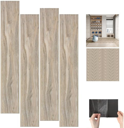 Abhpjuy PVC Bodenbelag Selbstklebend 2.0mm 36 Vinylboden 5.02m² Wasserfest & Schnellverlegung PVC Boden für Küche, Bad, Wohnzimmer | Vinyl fliesen selbstklebend (Holz Weiß)
