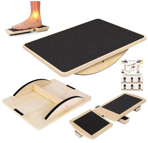 QONESSMAO balance board professional adult swing board physical therapy anti slip, vertical table core strength wood balance board, rocker board added matching (suitable for both men and women)