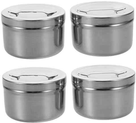 HAMPPLIES 4 Pièces Organisateur de Acier Inoxydable Boîte de Rangement Étanche pour et Coton-tiges Distributeur Pratique et Facile à Nettoyer pour Salon de Beauté et Usage Domestique