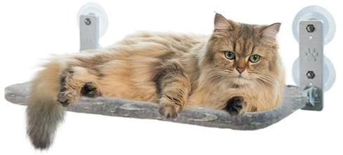 Postazione Per Gatti Davanzale, Cuccette Piegevoli, Ventose Fosforescenti con Giocattoli Interattivi per Relax Tranquillo e Osservazione Uccelli in Spazi Ridotti
