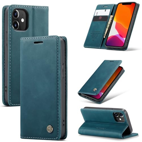 Ottcooed Handyhülle für iPhone 12 / iPhone12 Pro Hülle, Premium Leder Flip Case, Magnet Klappbar Klapphülle Tasche, Standfunktion Kartenfach Wallet Schutzhülle für iPhone 12 / iPhone12 Pro, Blaugrün