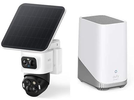 eufy Security Camera eufyCam S4 & HomeBase S380 Bundle, Solar Security Camera Wireless Outdoor, Triple-Lens Bullet-PTZ Cam,360° Pan and Tilt, Auto Track, Expandable Storage