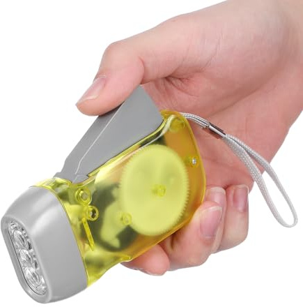 JECOMPRIS Lot de 3 Lampes de Poche LED à Manivelle, sans Pile, Compactes et Légères, Lumière Rechargeable par Pression Manuelle, pour Camping, Randonnée et Urgences, Couleur Aléatoire