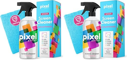 Pixel 500ml Screen Cleaner Spray & Microfiber Cloth Kit for LED, OLED, QLED, LCD TV, Laptops, Monitors, Phones, Tablets, Premium Natural Spray Cleaning Kit (Pack of 2)