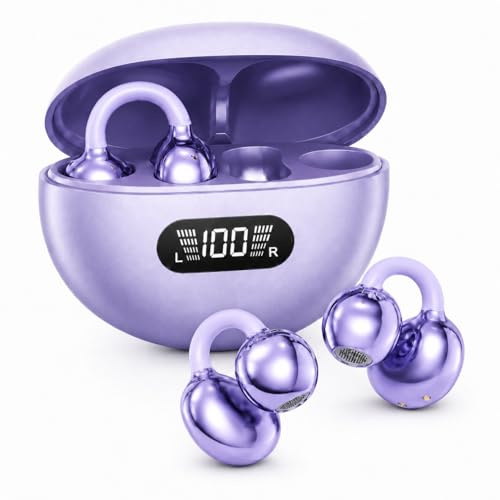 Auriculares Inalambricos Bluetooth 6.0, Auriculares de Oreja Abierta con Clip, Cascos Inalambricos Bluetooth con Micrófono ENC, 48H, IPX7, Control Táctil, Ajuste Seguro para Deporte y Diario