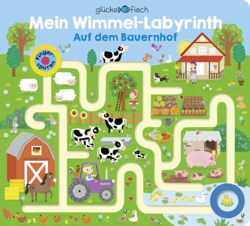 Glücksfisch: Mein Wimmel-Labyrinth: Auf dem Bauernhof: Fingerspuren-Buch | Tolles Wimmelbuch mit Fingerspuren und Gucklöchern. Zum Suchen, Finden und Entdecken. Für Kinder ab 3 Jahren