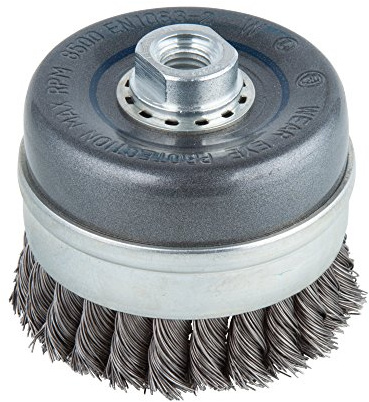 wolfcraft 2150000 Topf-Drahtbürste, gezopft, M 14 Gewinde Ø 100