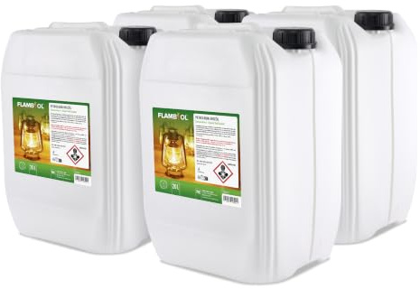 Höfer Chemie FLAMBIOL Gereinigtes Petroleum 4 x 20L Heizöl | Entaromatisierte Qualität - Für Campingheizung, Petroleumlampe & Grillanzünder - Rußfreie Verbrennung