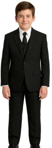 Avery Hill Boys Formal 5 Piece Suit with Shirt and Vest BK 16 Black