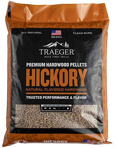 Traeger Grills Hickory 100% Naturholzpellets für Smoker und Pelletgrills, BBQ, Backen, Braten und Grill, 9 kg Beutel