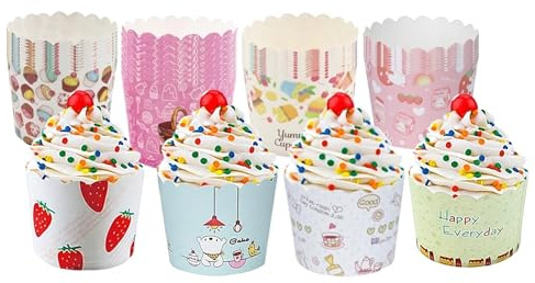 500 Stück gemischte Papierförmchen für Muffins & Cupcakes – ölbeständig, wasserfest, hitzebeständig bis 220°C – mehrfarbige Einweg-Backförmchen für Geburtstag & Party