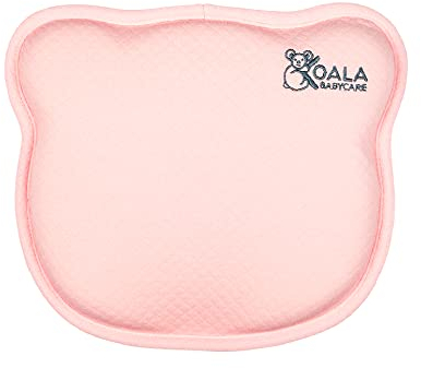 KOALA BABYCARE Babykissen Plagiozephalie, abnehmbar (mit Zwei Kissenbezügen), hilft EIN Plattkopfsyndrom vorzubeugen und zu behandeln. Aus Memory Foam - Rosa - Registriertes Design KBC®