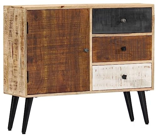 vidaXL Mangoholz Massiv Sideboard mit 3 Schubladen 1 Tür Kommode Mehrzweckschrank Beistellschrank Schrank Standschrank Anrichte 88x30x73cm